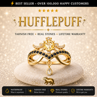 Premium Harry Potter House Adjustable Rings (REAL STONES!) 2