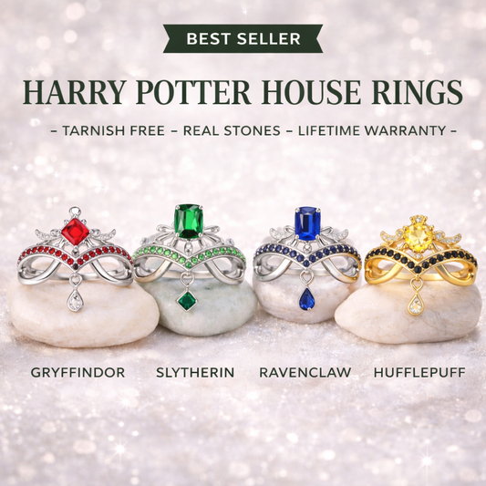 Premium Harry Potter House Adjustable Rings (REAL STONES!)