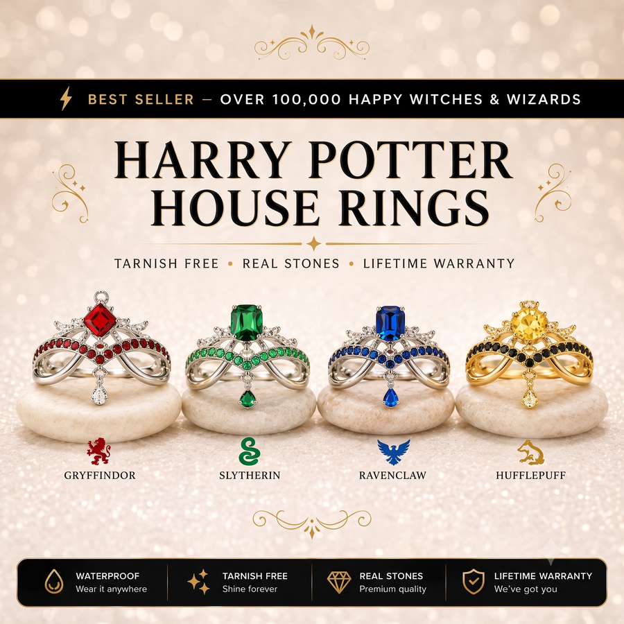 Premium Harry Potter House Adjustable Rings (REAL STONES!) 1
